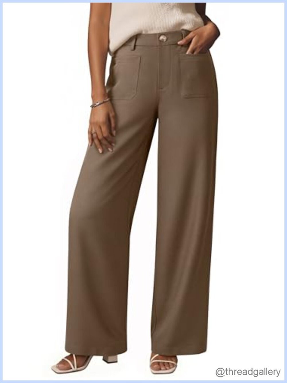 Wide Leg High Rise Dress Pants Trousers Business Casual Work Slacks Pockets